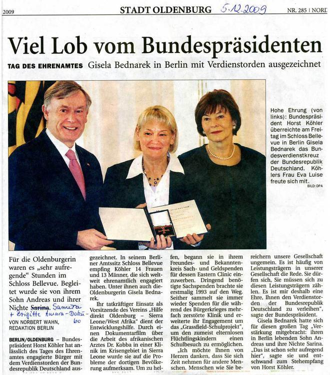 Bundesverdienstkreuz für Gisela Bednarek